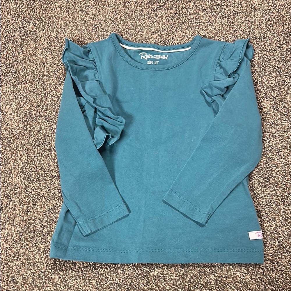 Girls Teal “Ruffle Butts”Top